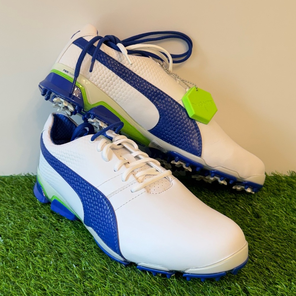 Puma Titantour Ignite Golf Shoes - White/ Surf-the-Web/ Green Gecko